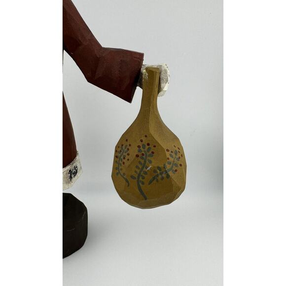 Handcrafted Folk Art Santa Figurine with Pot - Rustic Christmas Decor - Picture 3 of 8